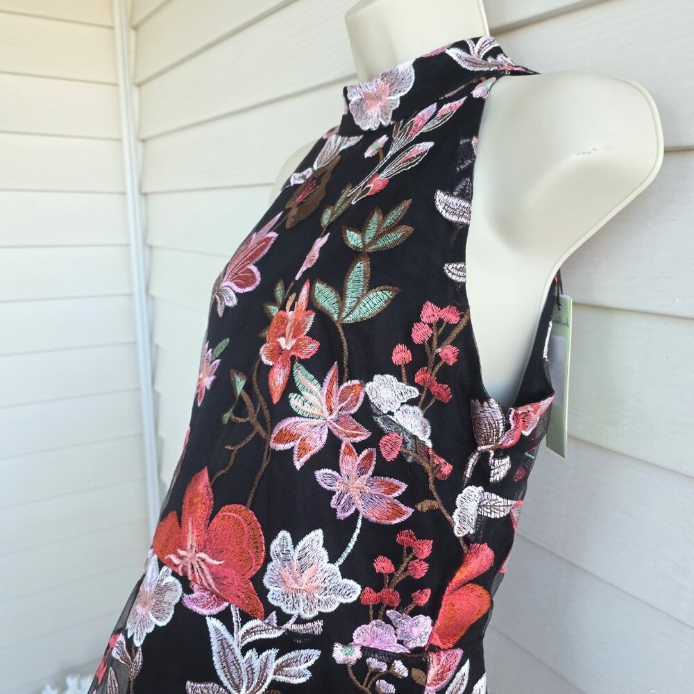 NWT Sam Edelman sleeveless dress Hibiscus floral embroidery maxi - Picture 3 of 8